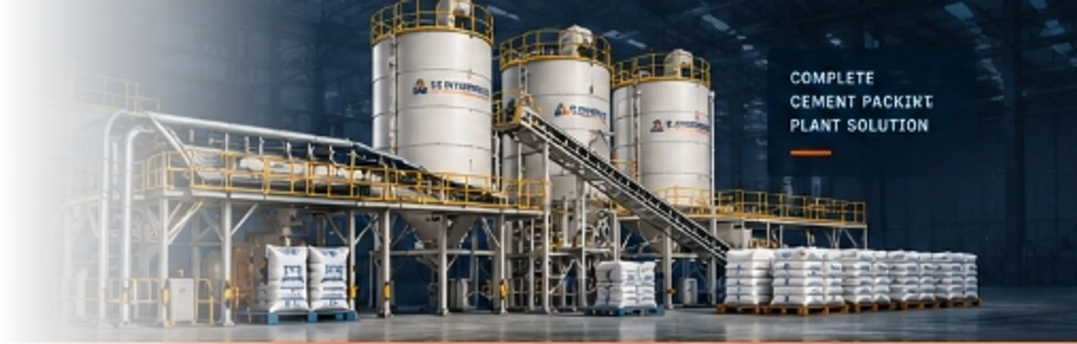 R.S. Enterprises Complete Turnkey Cement Packing Plant with Silos, Conveyors, and Bagging Systems