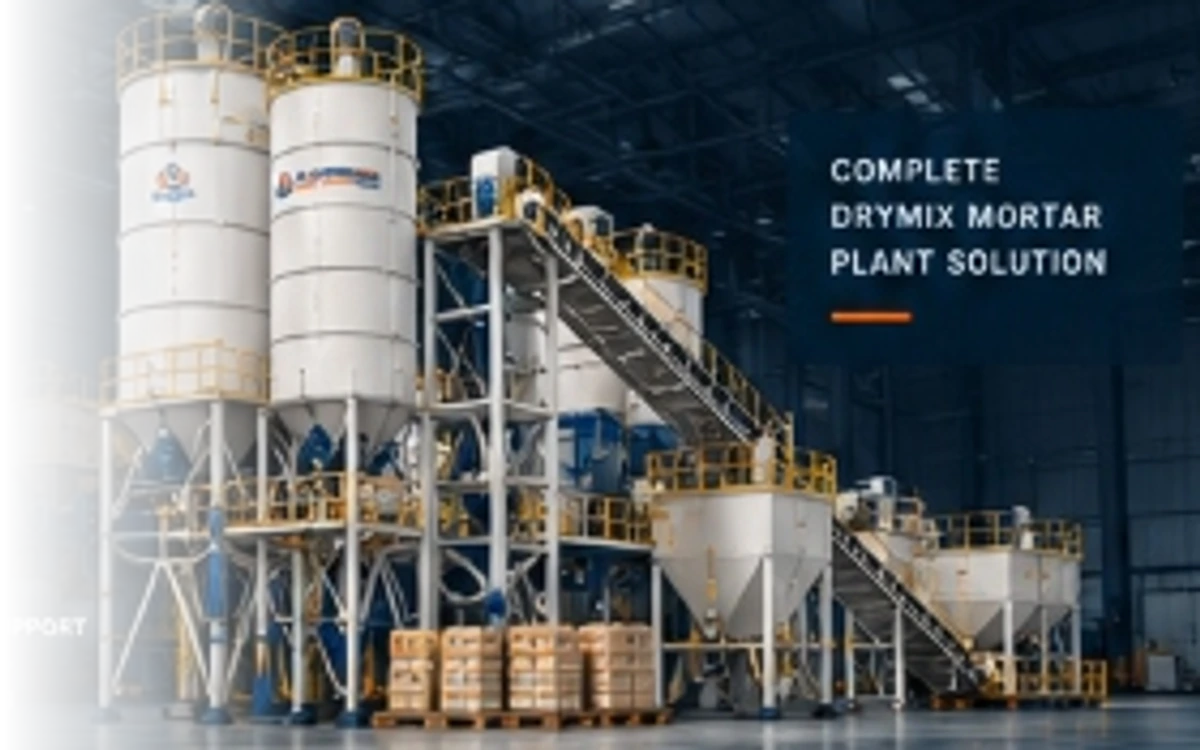 R.S. Enterprises Complete Turnkey Drymix Mortar Plant Solution with Silos, Mixer, and Packing System