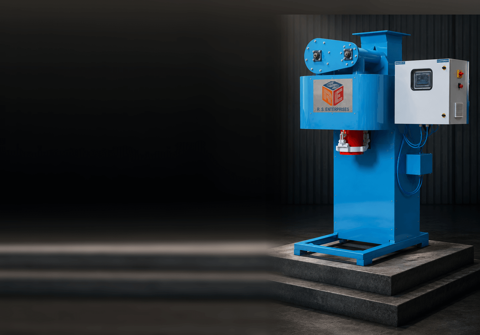 R.S. Enterprises Single Head Twin Screw Packer Front View